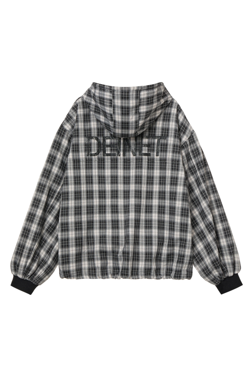 CHECK BOMBER JACKET IN BLACK