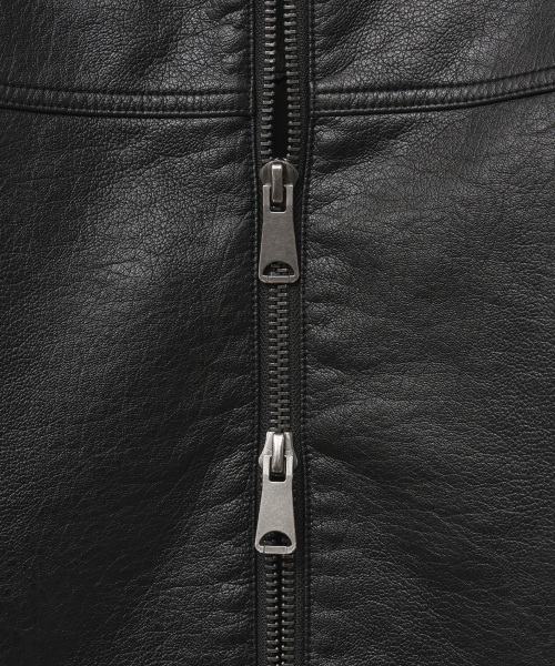 Байкерская куртка из вареной кожи 9196 (BLACK)