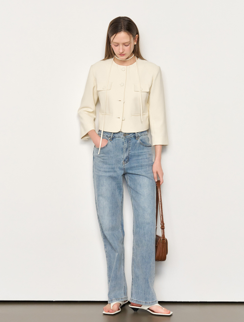 Твидовый жакет 3/4 [CREAM] / WBE1L09507