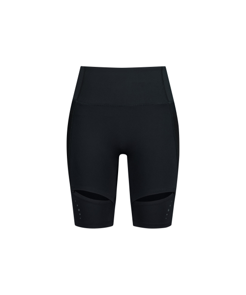 Thigh Slit Shorts Leggings / Black