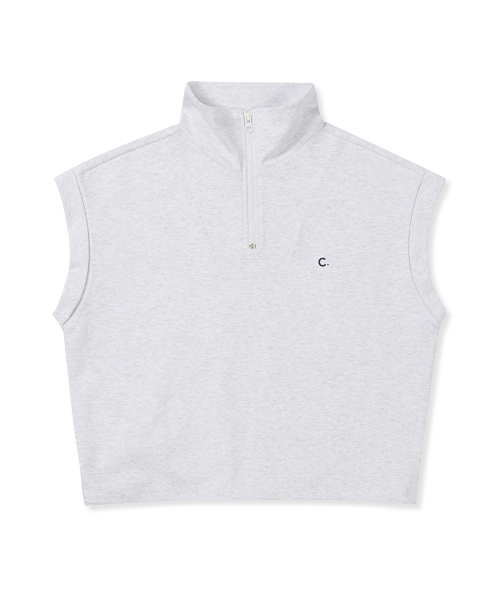 [25SS clove] Soft Half Zip-Up Vest (Light Grey)
