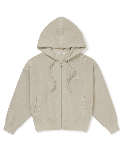 [25SS clove] Knit Hoody Zip-up (Light Grey)