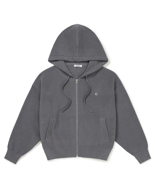 [25SS clove] Knit Hoody Zip-up (Grey)