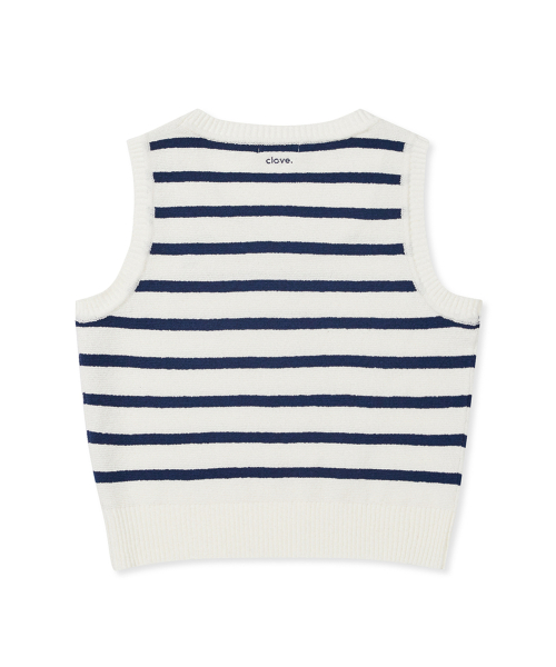 [25SS clove] Boucle Stripe Sleeveless Knit (Navy)