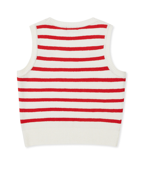 [25SS clove] Boucle Stripe Sleeveless Knit (Red)