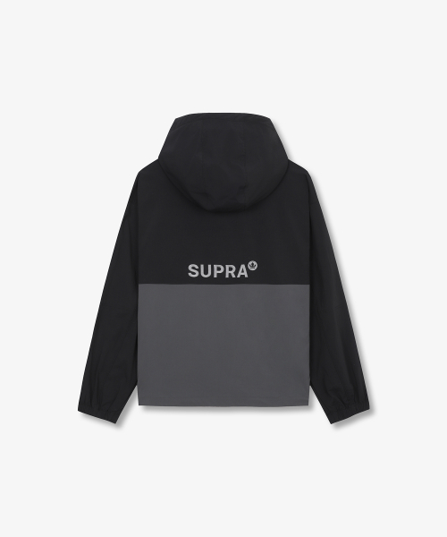 Двухцветная ветровка с капюшоном и лого (BLACK)