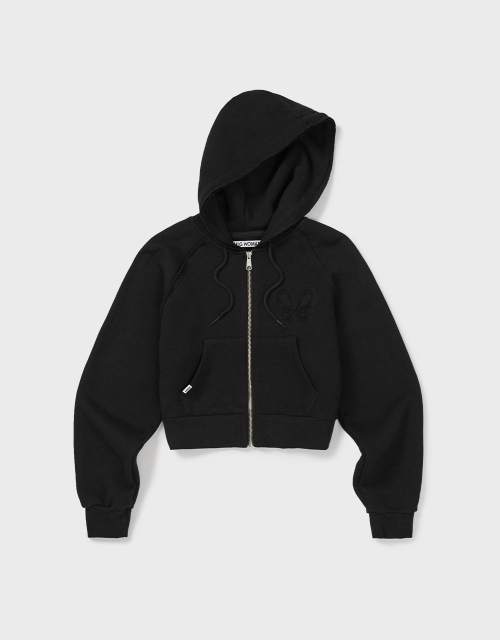 [MMW] CROP HOOD ZIP UP (EVERY BLACK)
