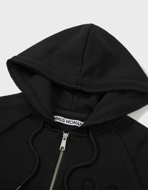 [MMW] CROP HOOD ZIP UP (EVERY BLACK)