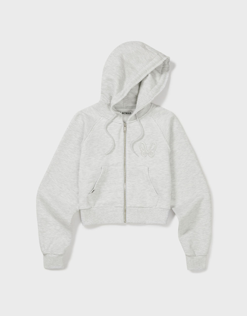 [MMW] CROP HOOD ZIP UP (ASH GREY)