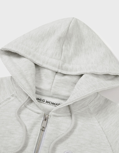 [MMW] CROP HOOD ZIP UP (ASH GREY)