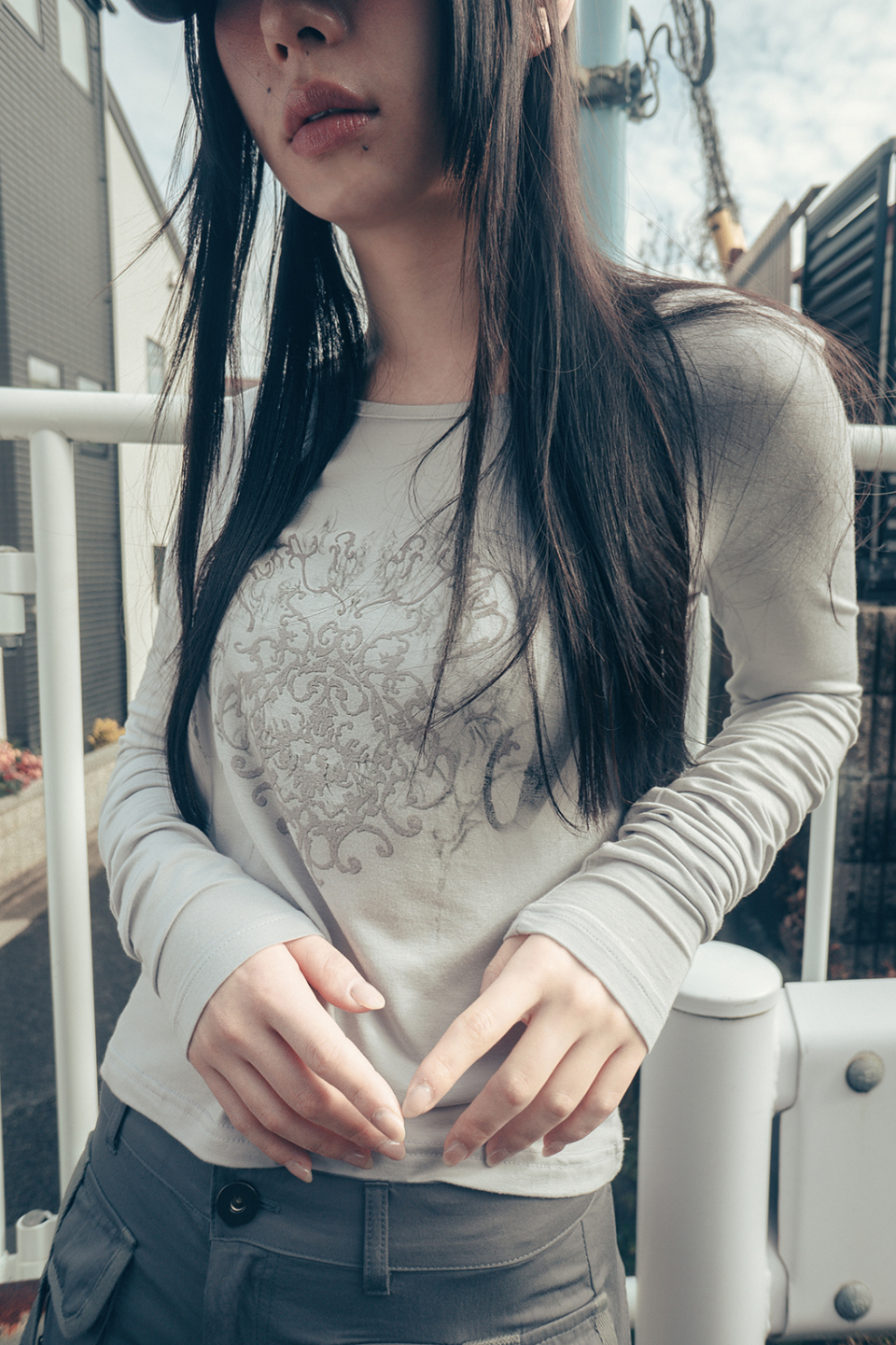 ★hug your skin★ Ornament Print Top Grayish Pink MUSINSA | HUG YOUR SKIN Ornamental Print Top (Greyish Pink)
