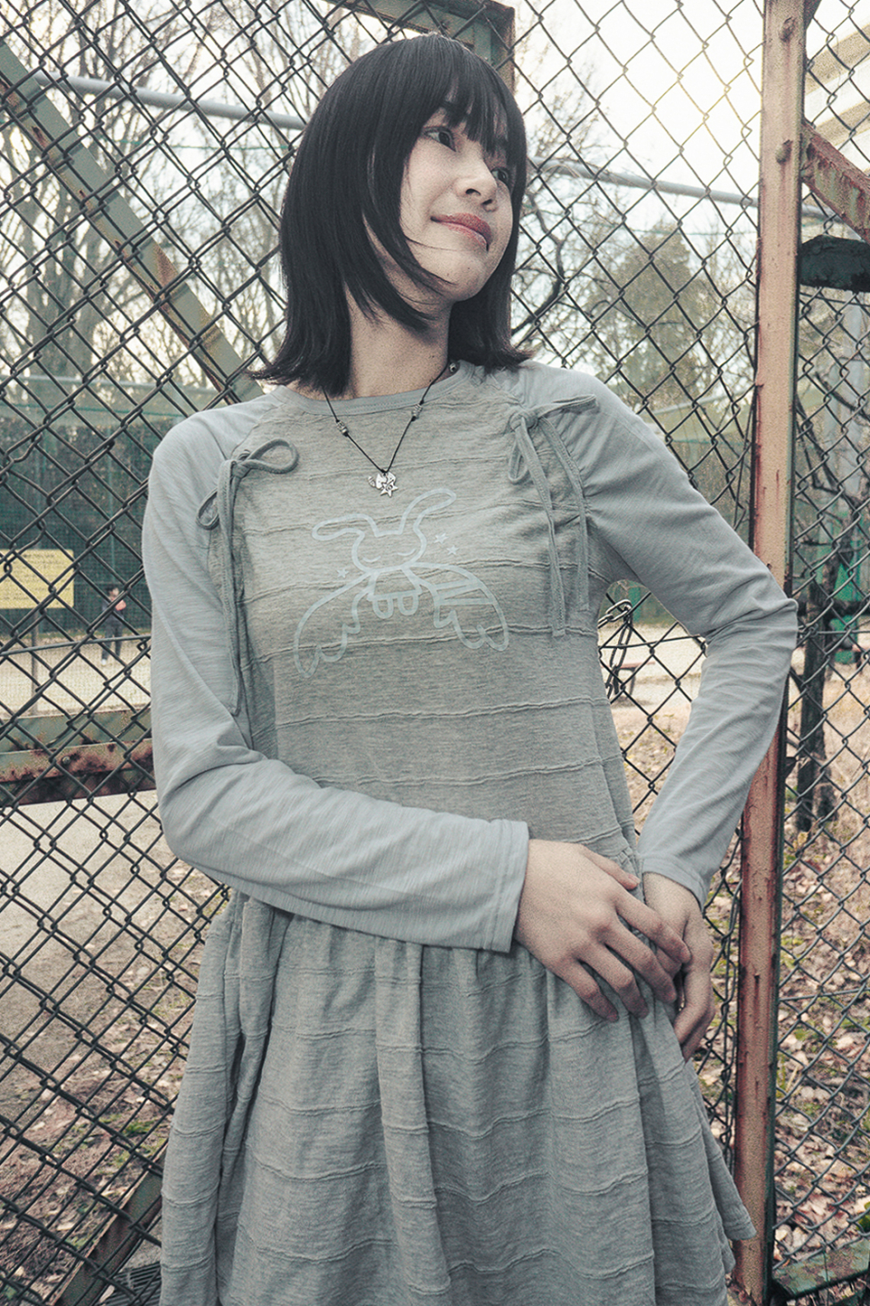 ◇hug your skin◇ Angel patch raglan dress gray MUSINSA | HUG YOUR SKIN Angel Patch Raglan Dress (Grey)