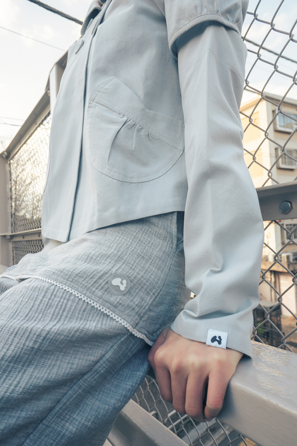 ◇hug your skin◇ Detachable Round Jacket Grayish Blue MUSINSA | HUG YOUR SKIN Detachable round jacket (grayish blue)