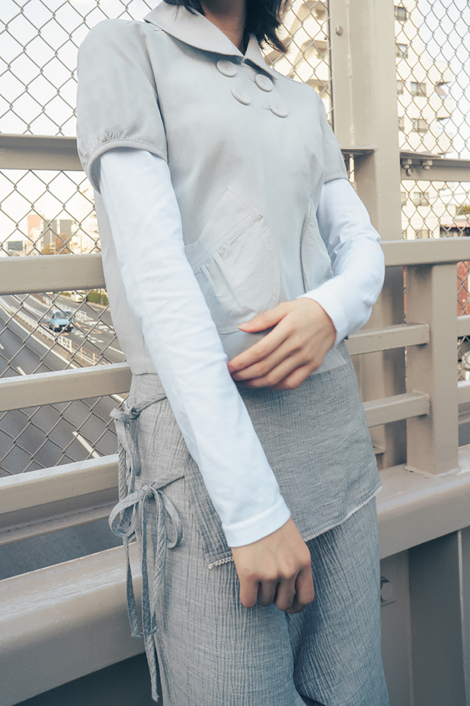 ◇hug your skin◇ Detachable Round Jacket Grayish Blue MUSINSA | HUG YOUR SKIN Detachable round jacket (grayish blue)