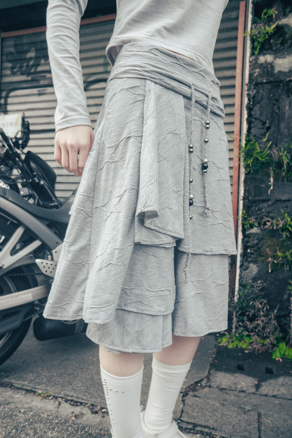 STAR FLARED MIDI SKIRT - 2 COLORS GREY