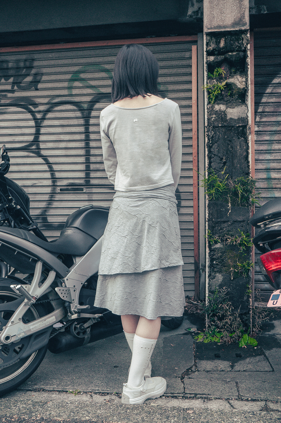 STAR FLARED MIDI SKIRT - 2 COLORS GREY