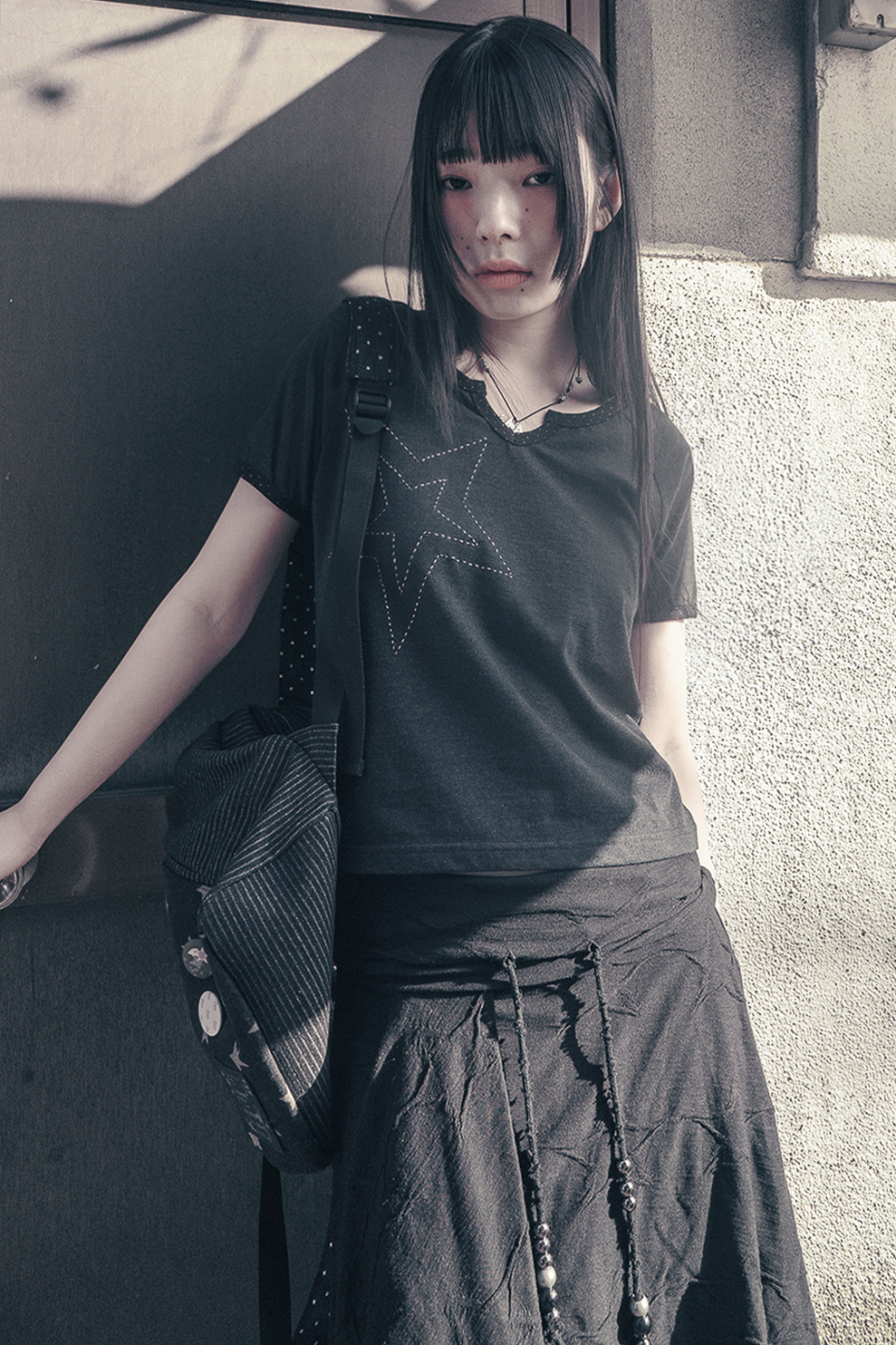hug your skin☆Star flayered midi skirt MUSINSA | HUG YOUR SKIN Star Flared Midi Skirt (Black)