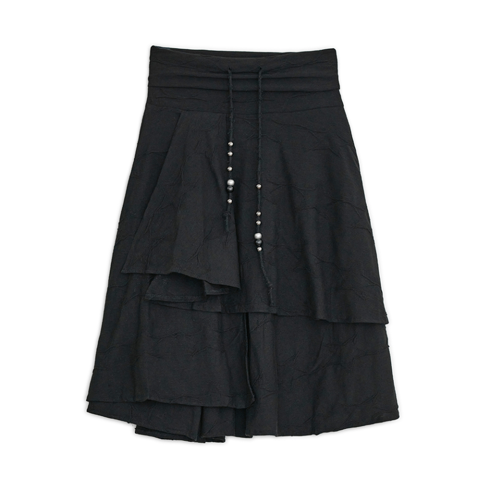 ◇hug your skin◇ Strap layered midi skirt black Strap layered midi skirt (Black) - hug your skin | 60