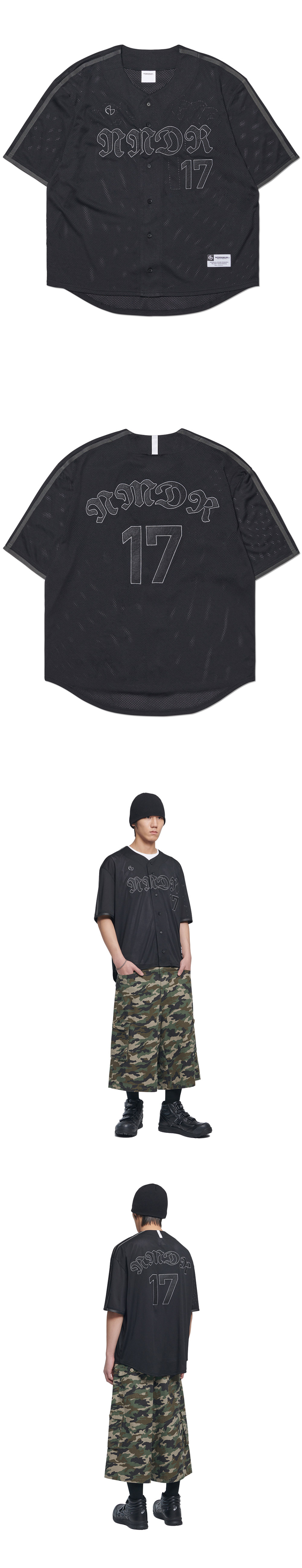 MUSINSA | NOMANUAL SMOKE BALL MESH JERSEY - BLACK