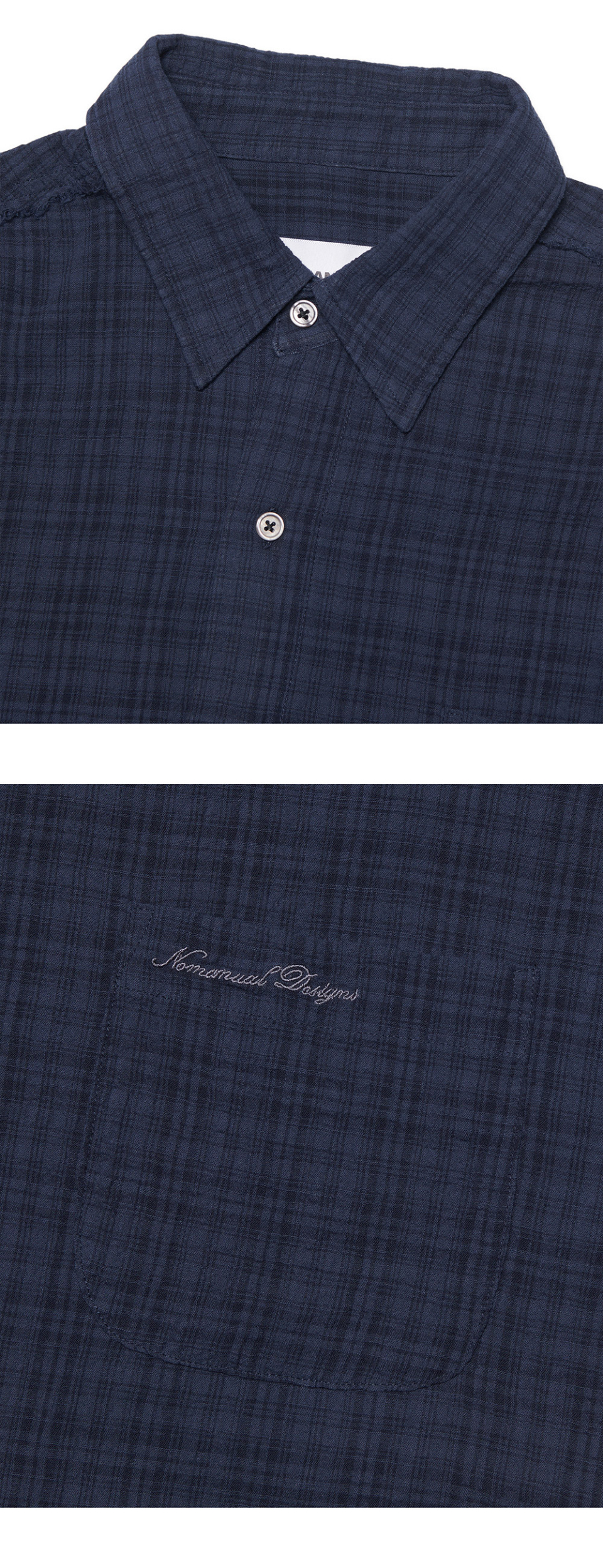MUSINSA | NOMANUAL RAW EDGE H.S SHIRT - DARK NAVY