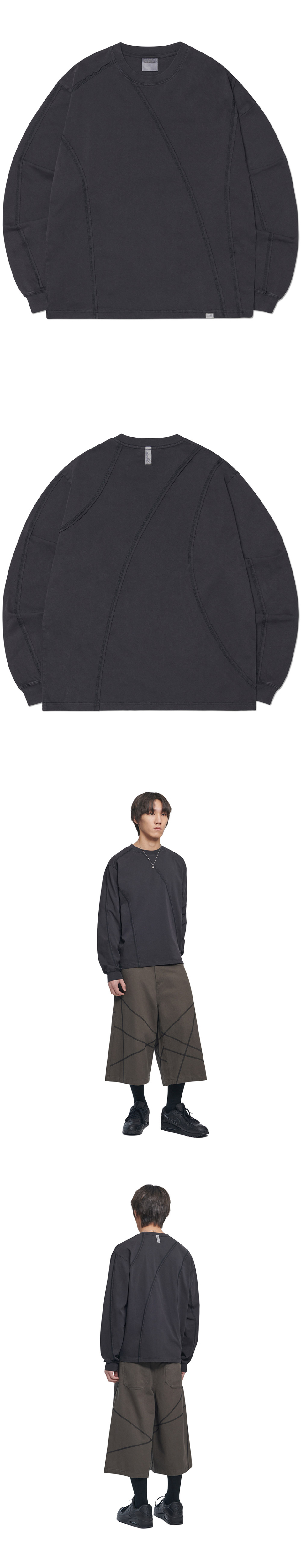 MUSINSA | NOMANUAL OVERDYED CUTTING LONG SLEEVE TEE - WASHED