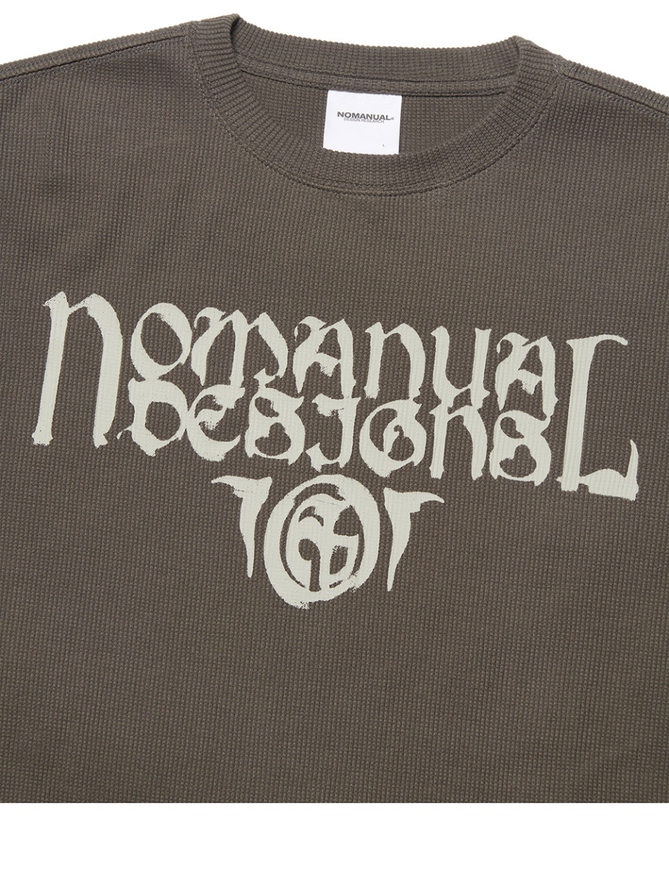 MUSINSA | NOMANUAL P.T WAFFLE LONG SLEEVE TEE - KHAKI GRAY
