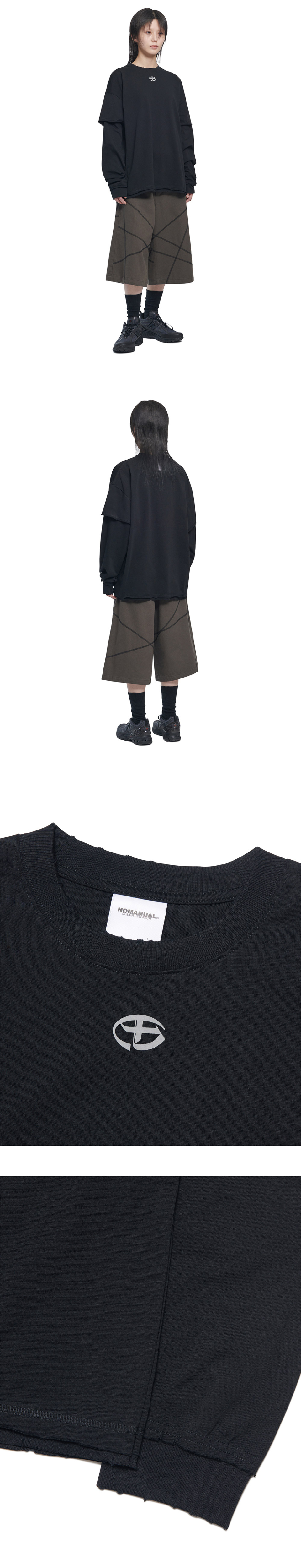 【NOMANUAL】ABRASION LAYERED LONG SLEEVE TEE スリーブティー MUSINSA | NOMANUAL ABRASION LAYERED LONG SLEEVE TEE - BLACK