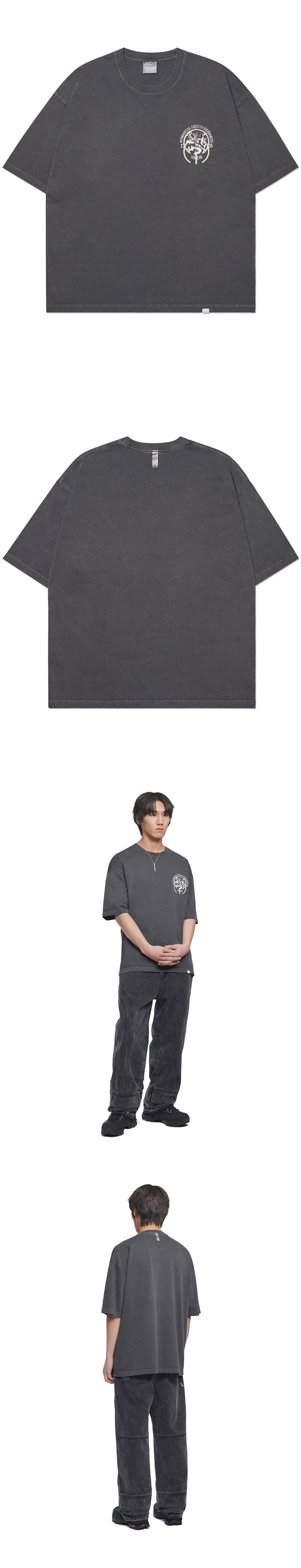 【NOMANUAL】 25SS NM HERALDRY T-SHIRT (2COLORS) MUSINSA | NOMANUAL NM HERALDRY T-SHIRT - WASHED BLACK