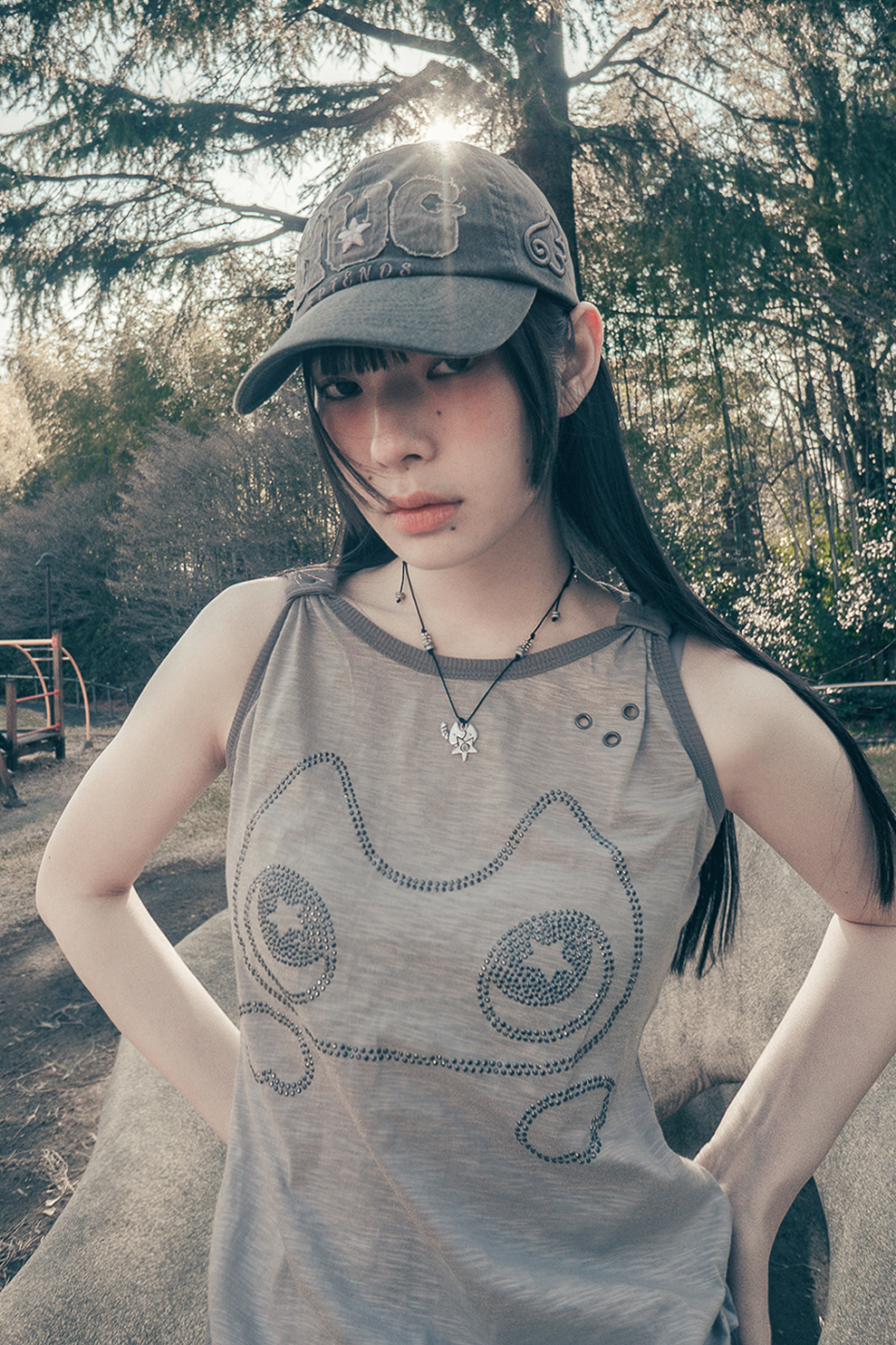 ● hug your skin ● Hugging hotfix sleeveless MUSINSA | HUG YOUR SKIN Hugging Hotfix Sleeveless (Gray)