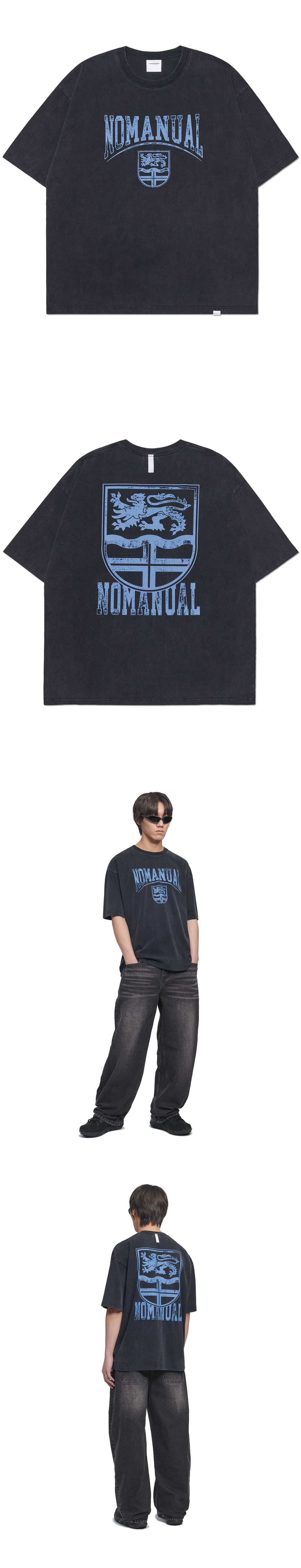 ★NOMANUAL★EMBLEM WASHED T-SHIRT EMBLEM WASHED T-SHIRT - WASHED BLACK - nomanual | 60
