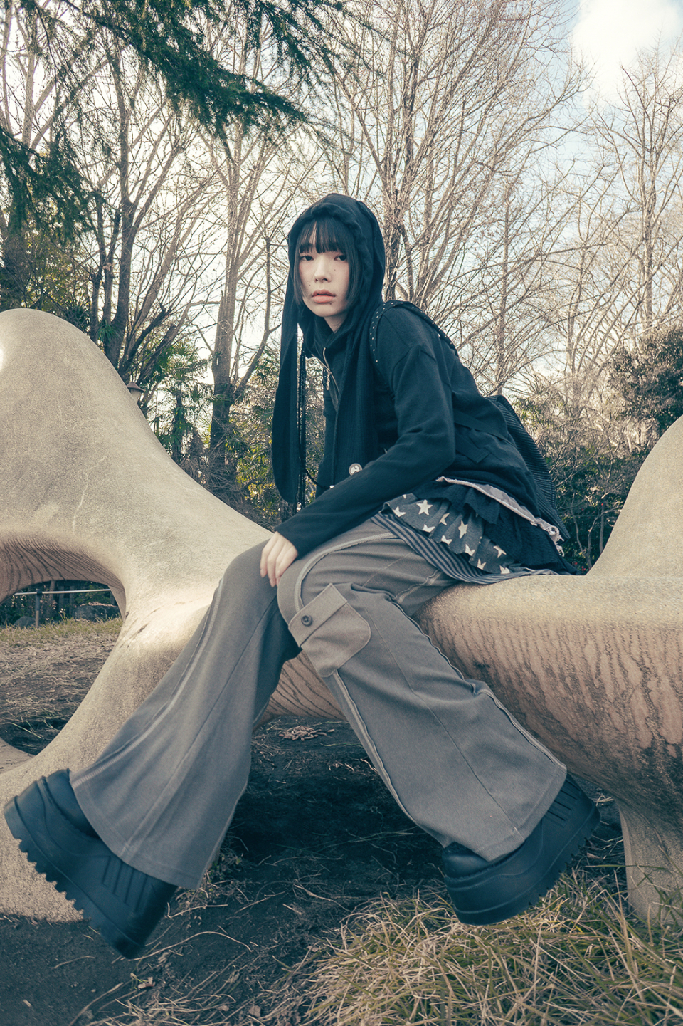 MUSINSA | HUG YOUR SKIN Pigment Bootcut Pants (Charcoal)