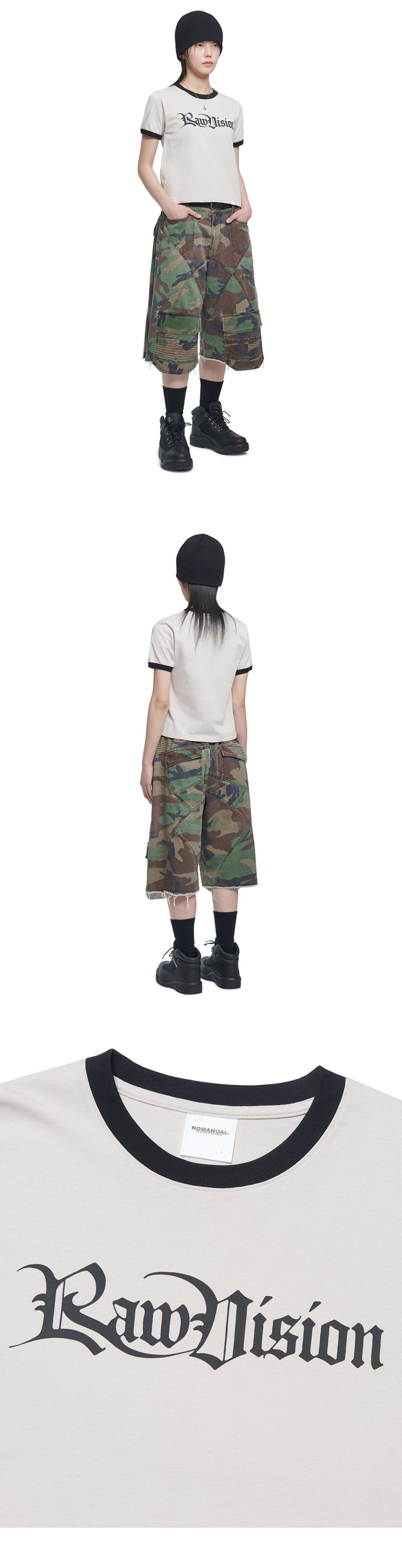 韓国人気 ユニセックス[NOMANUAL] RAW VISION RINGER T-SHIRT MUSINSA公式 | NOMANUAL RAW VISION RINGER T-SHIRT - IVORY