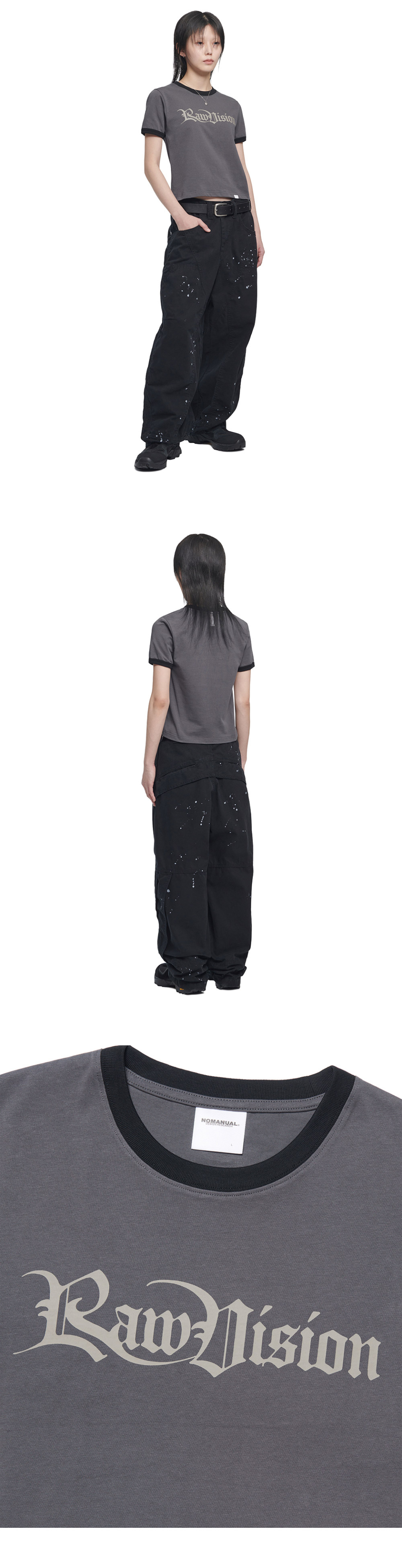 노매뉴얼(NOMANUAL) RAW VISION RINGER T-SHIRT - CHARCOAL