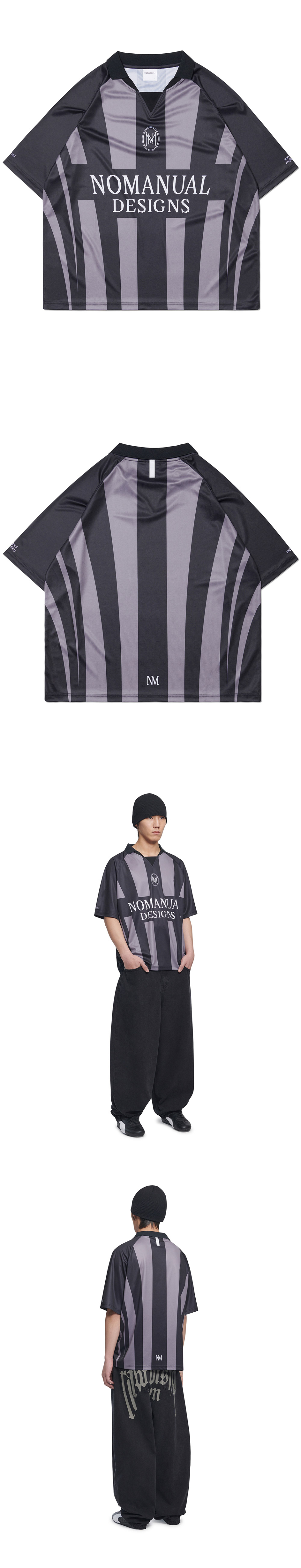 日本未入荷NOMANUALのSTRIPE FOOTBALL SHIRT 全3色 MUSINSA公式 | NOMANUAL STRIPE FOOTBALL SHIRT - GRAY