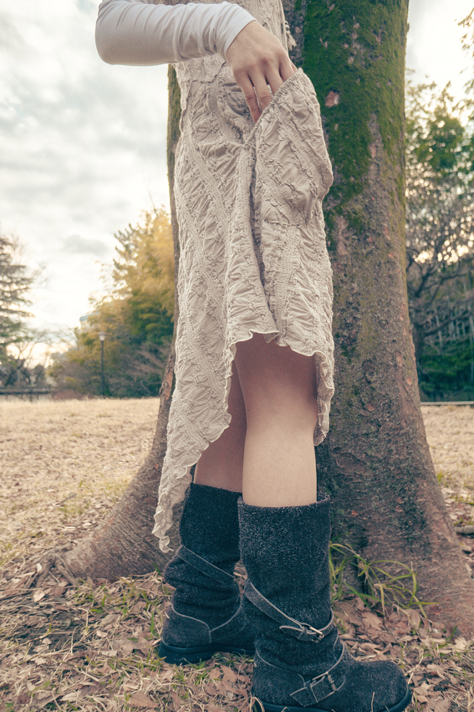 ● HUG YOUR SKIN ● Draw String Off-Shoulder Dress MUSINSA | HUG YOUR SKIN Drawstring Off-Shoulder Dress (Beige)