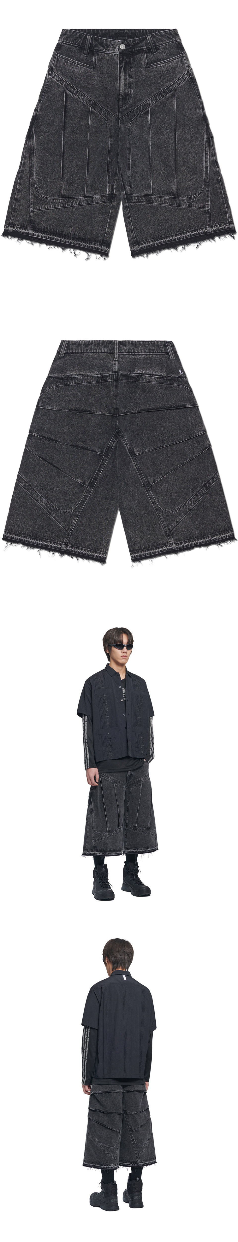 MUSINSA | NOMANUAL SHIELD DENIM BERMUDA PANTS - WASHED BLACK