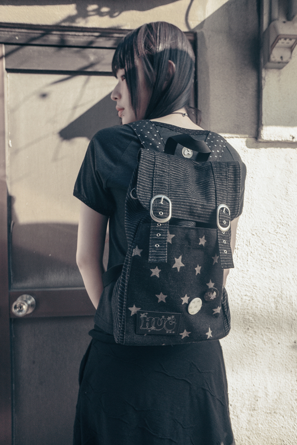 MUSINSA | HUG YOUR SKIN Stardust Denim Backpack (Blue Denim)