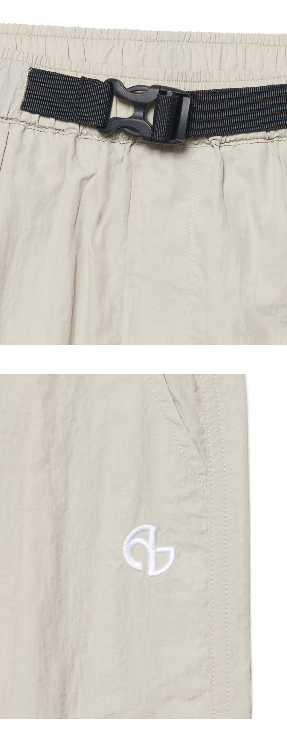 MUSINSA | NOMANUAL SHADE BELTED SHORTS - SAND GRAY