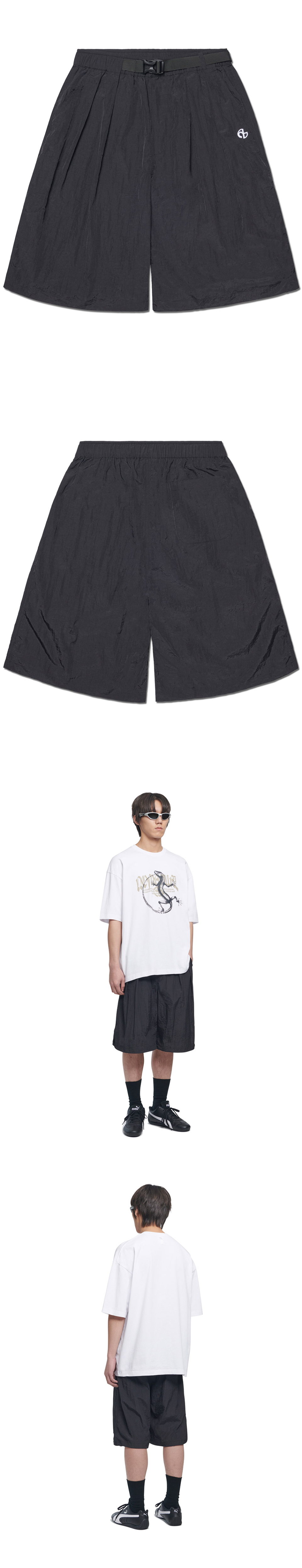 MUSINSA公式 | NOMANUAL SHADE BELTED SHORTS - BLACK
