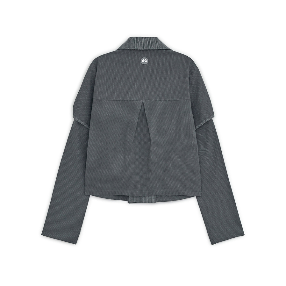 【HUGYOURSKIN】Detachable Round Jacket (Charcoal) MUSINSA | HUG YOUR SKIN Detachable Round Jacket (Charcoal)