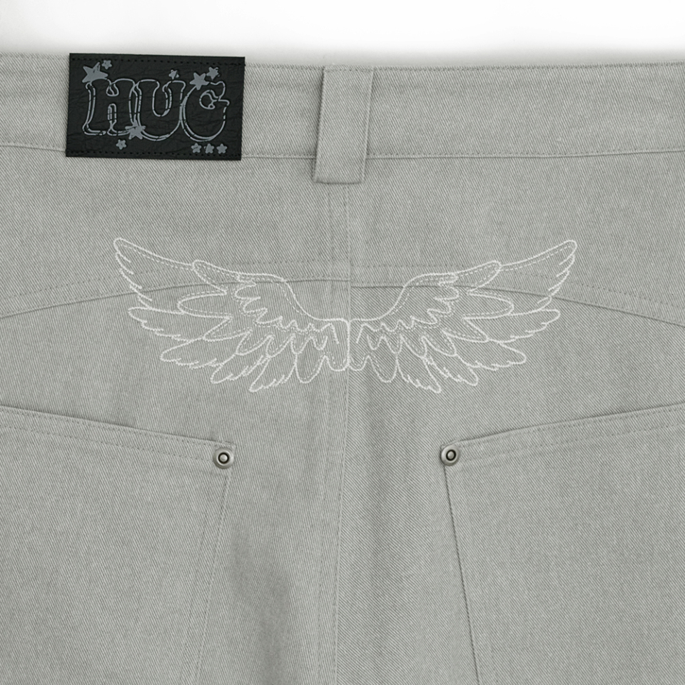 MUSINSA | HUG YOUR SKIN Angel Wing Bermuda Pants (Grey)