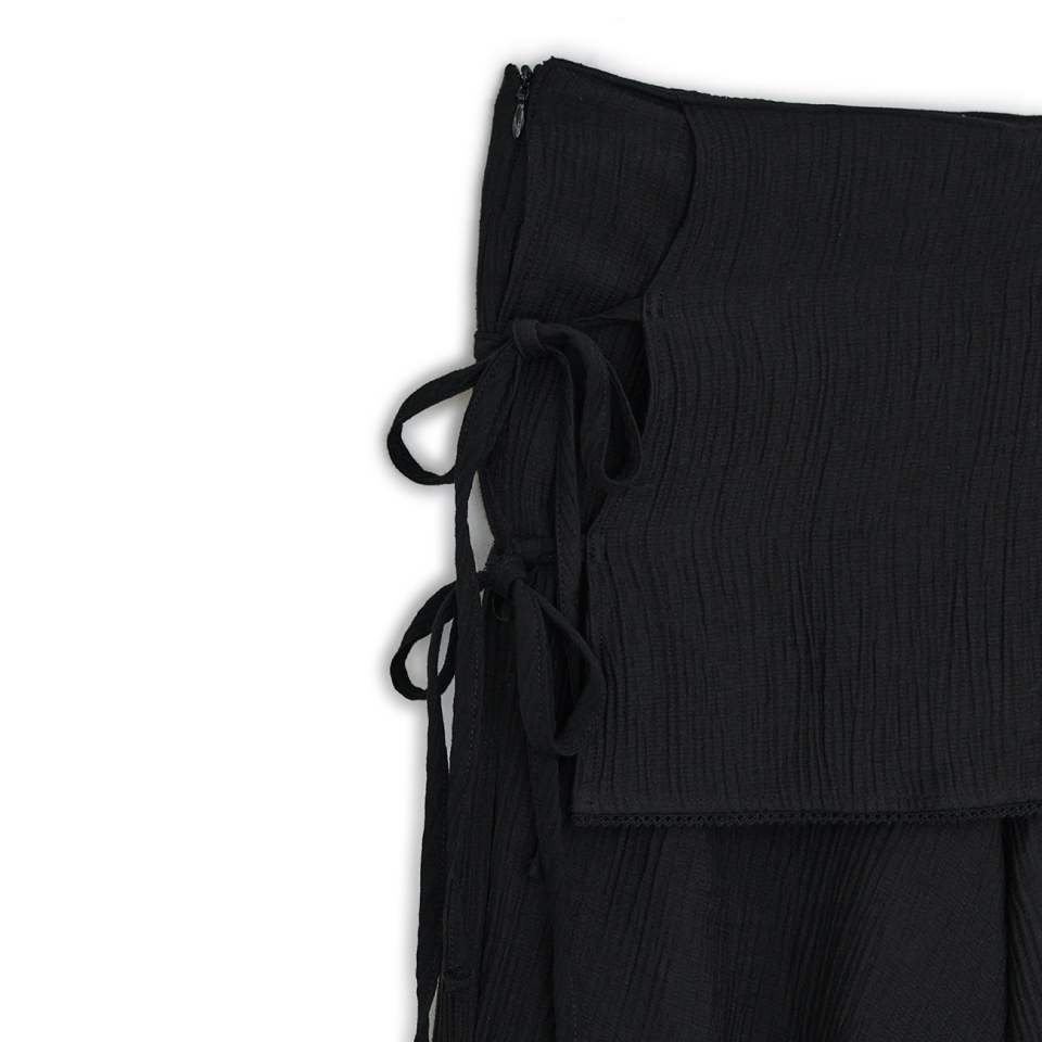 ●muahmuah● Layered String Skirt Pants Black _MUP24001_ MUSINSA | MUAHMUAH Layered String Skirt Pants [Black]