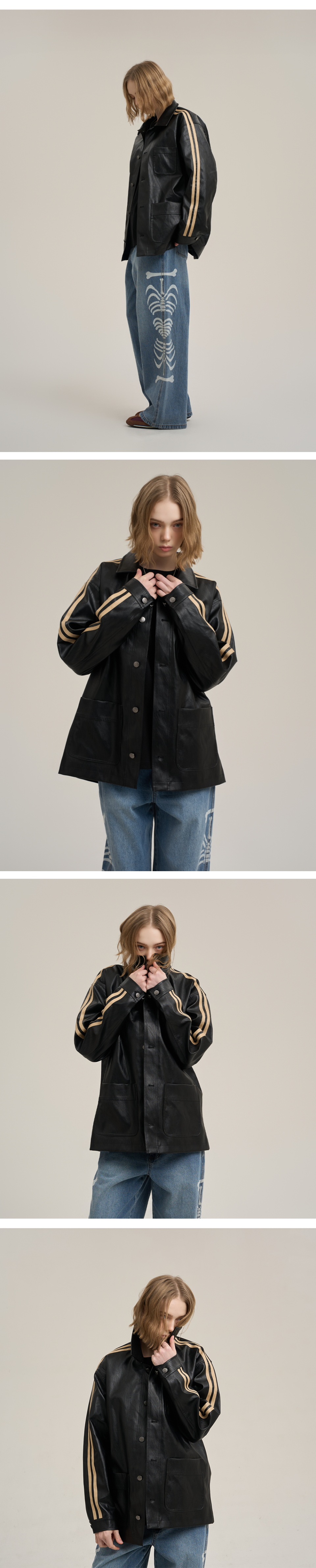 MUSINSA | SUPERSUB Track Leather Chore Jacket - Black