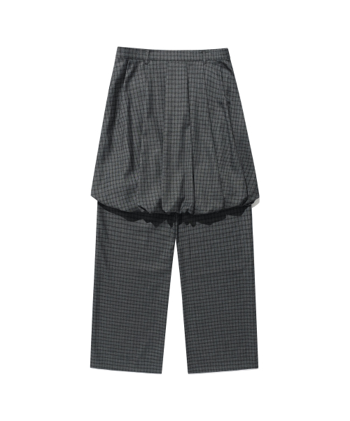FFATS CHECK BALLOON LAYERED SKIRT PANTS_уголь(NG2FSA90A)