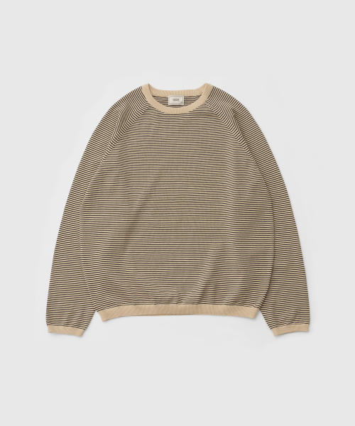 Narrow Stripe Knit Pullover (Beige Black - Stripe)
