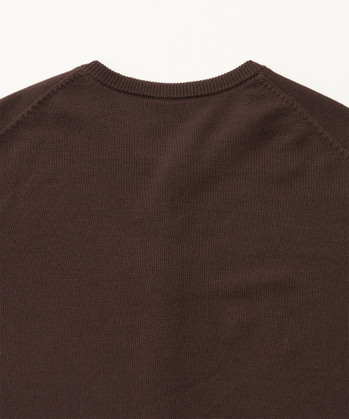 Solid Round Neck Cardigan (Brown)