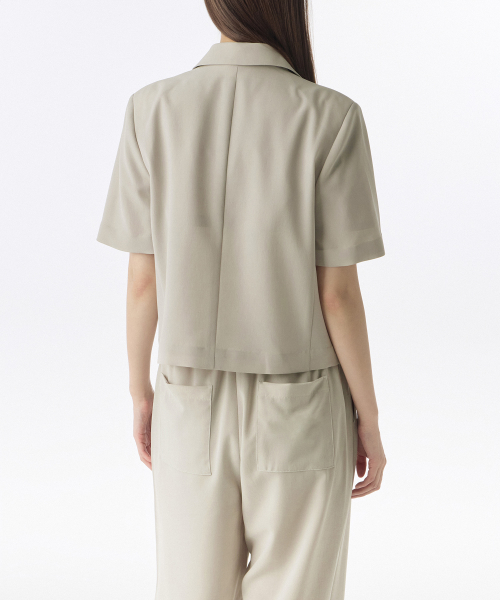 WOMENS LINEN-LIKE укороченный SHORT-SLEEVE BLAZER [LIGHT BEIGE]
