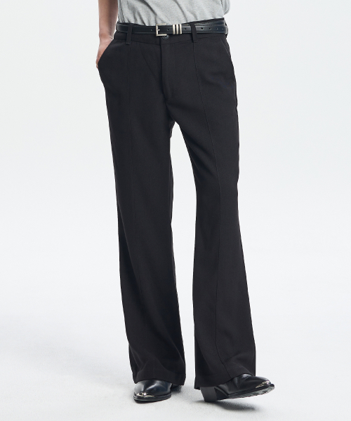 Yk 0605 boot cut slacks (black)