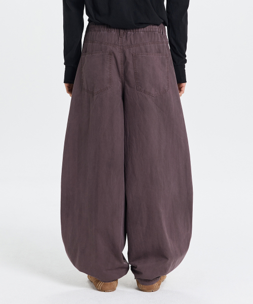 Dyed balloon cotton pants (dark purple)