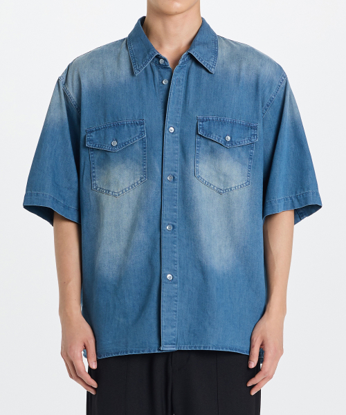 Summer half denim shirt (indigo)